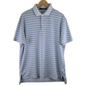 Ralph Lauren RLX Mens Polo‎ Large Golf Performance Preppy Stripes Designer White